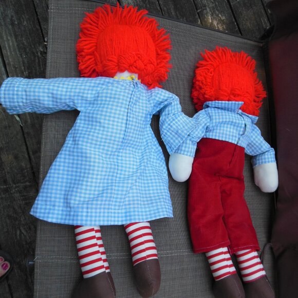 Raggedy Ann and Andy Pair of handmade dolls set of 2 great condition circa 1970s - Picture 3 of 13